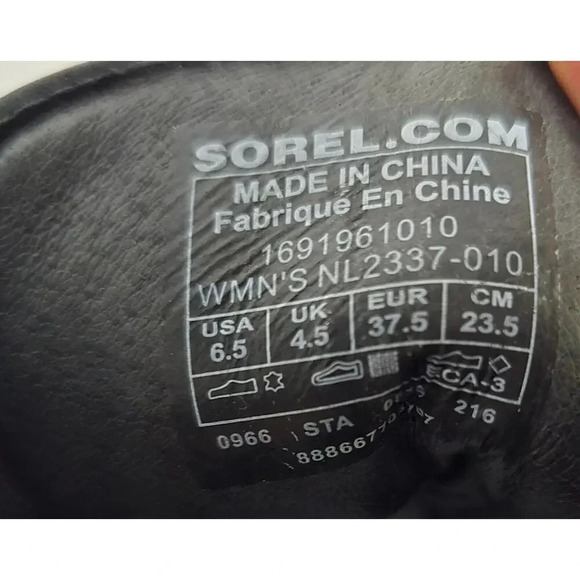 SOREL Conquest Wedge Lace Up Waterproof Leather Boots Black Women's, Size 6.5 - Picture 10 of 10